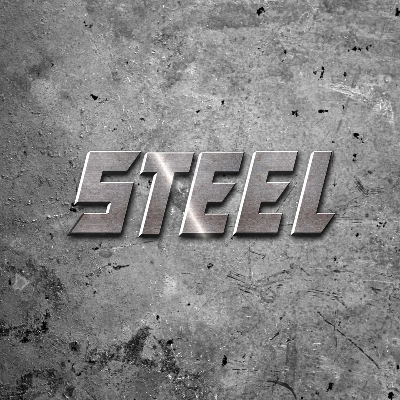 Metallic Steel Text on Distressed Grunge Background