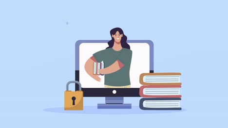 estudiante con un libro en el escritorio