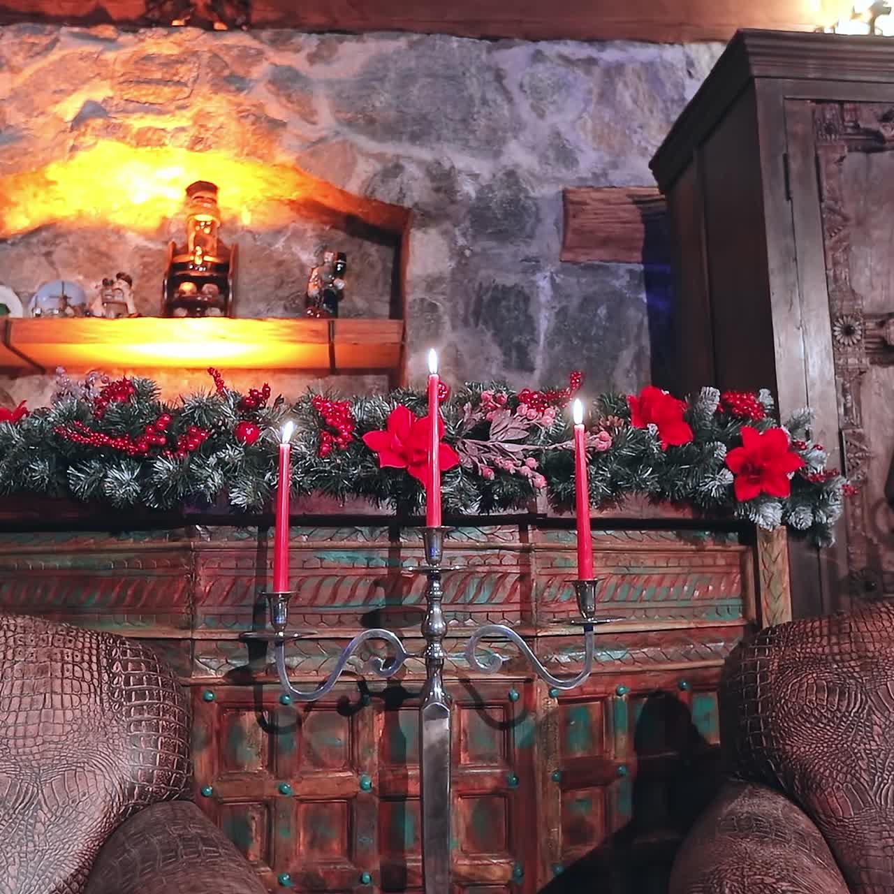 Celebration new year design. Indoor Christmas house interior. Christmas celebrating pretty room. Decorated interior for indoor celebration