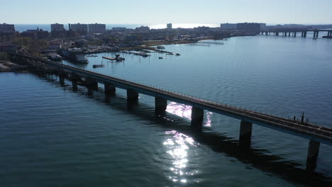 an aerial shot over grassy bay in queens, ny