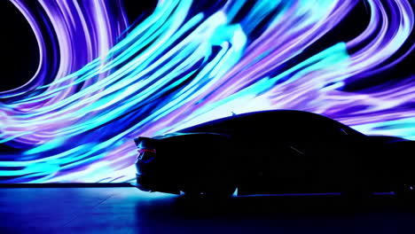 futuristic car silhouette with neon light trails