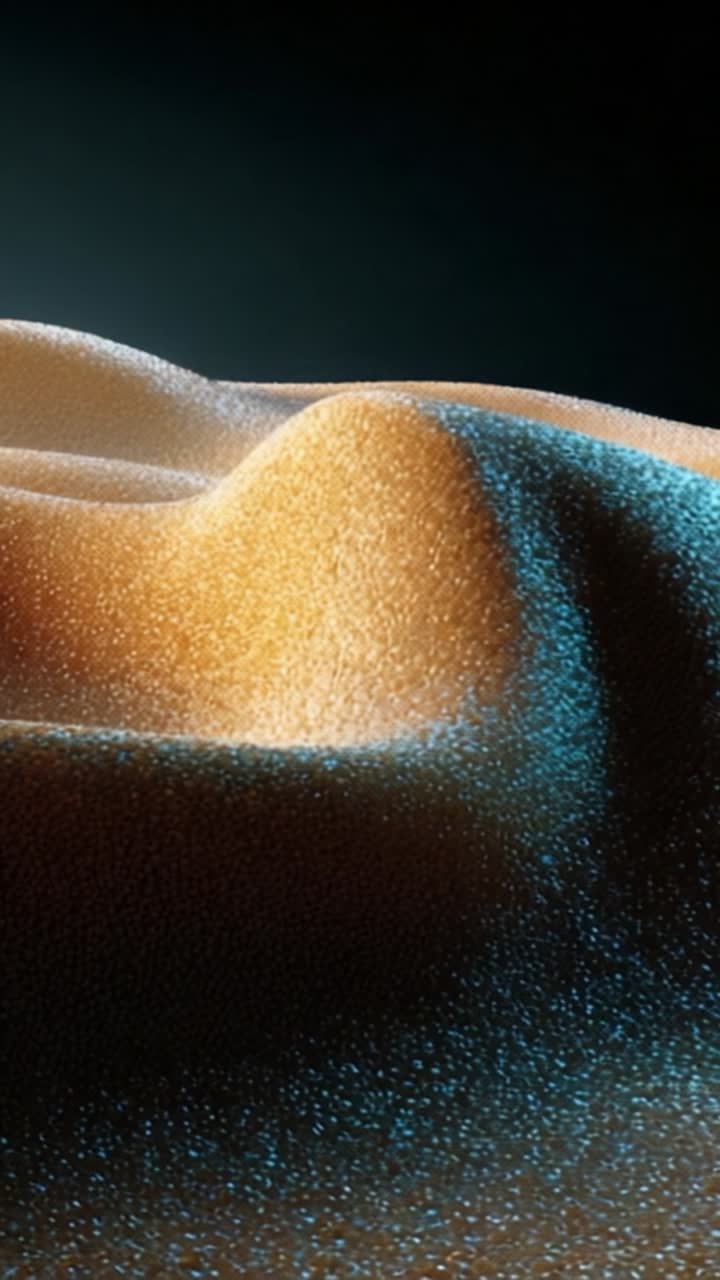 A Close-Up View of Textured Surface with Glittery Particles and Soft Curves, Capturing Light and Shadow in a Beautiful Abstract Composition