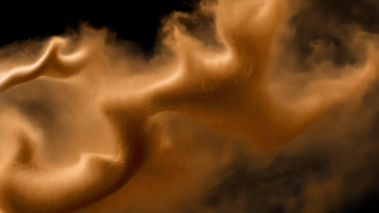Abstract swirling orange smoke animated overlay, transparent 4K video, alpha channel, ProRes 4444