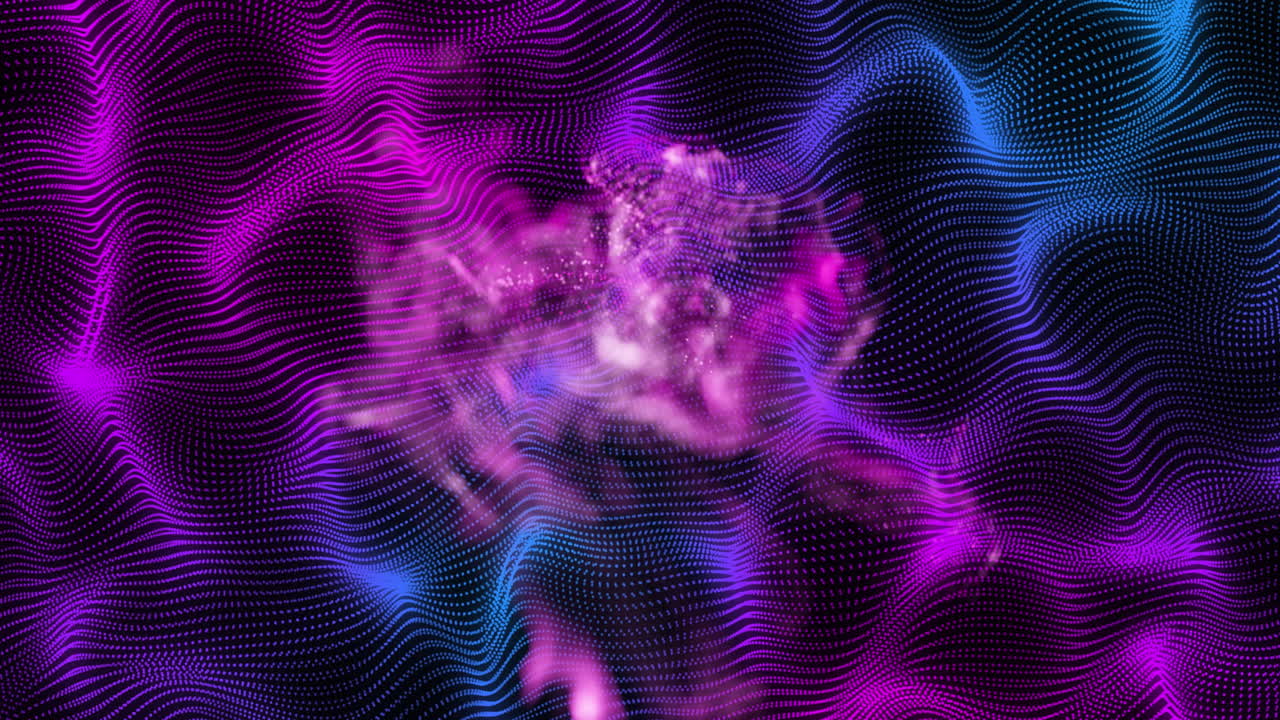 animación de formas y líneas púrpuras sobre fondo negro