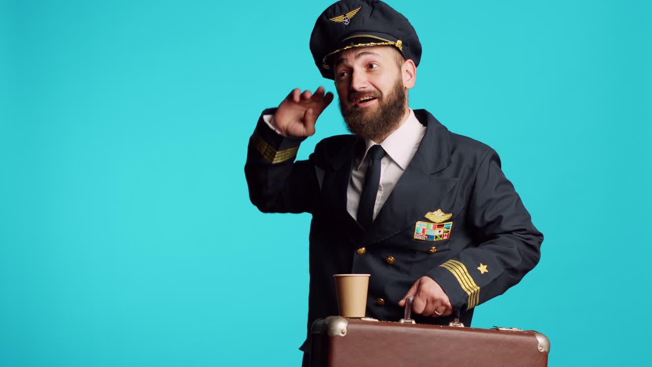 Airline pilot carrying briefcase baggage at job