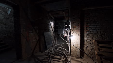 being inside the building at construction. a quick look at the bare walls with no interior works done.