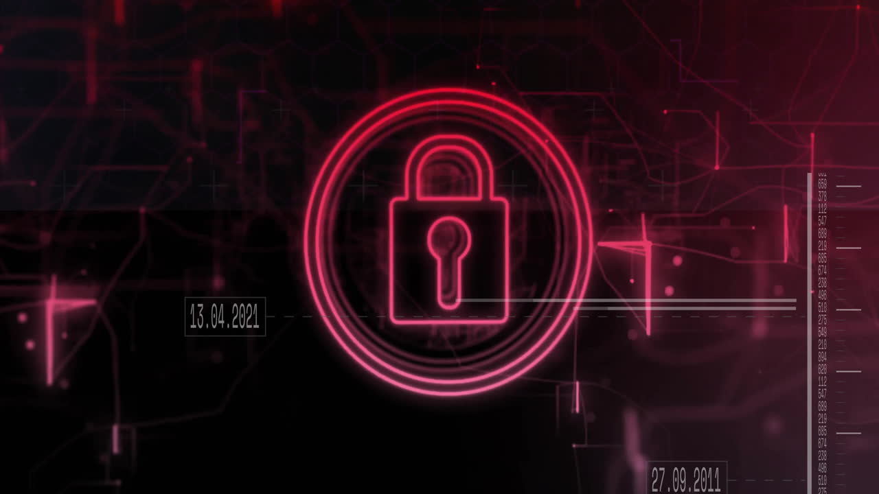 icono de cerradura con animación del concepto de seguridad sobre el fondo de la interfaz digital