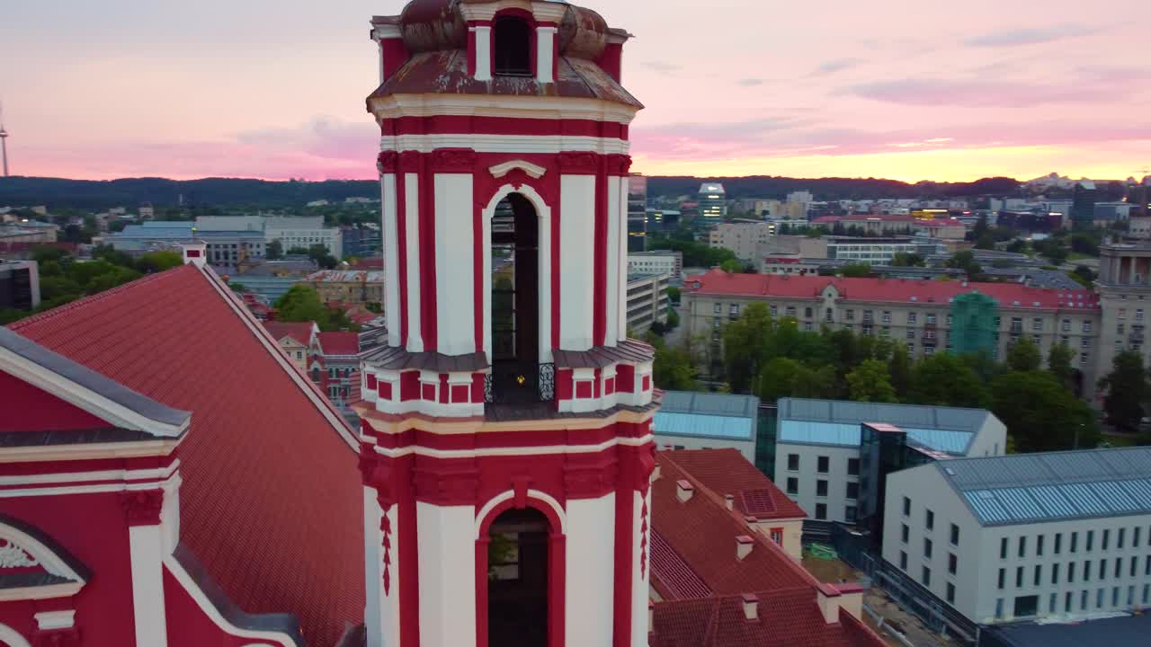 Stunning sunset Old cathedral in Vilnius city center, Lithuania at