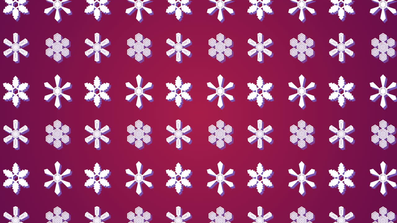 분홍색 배경에 있는 눈송이 패턴의 행의 애니메이션