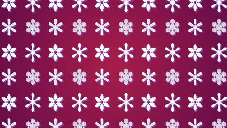 Animation-of-rows-of-snowflake-pattern-on-pink-background