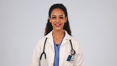 Medical-doctor,-portrait-and-a-woman-in-studio