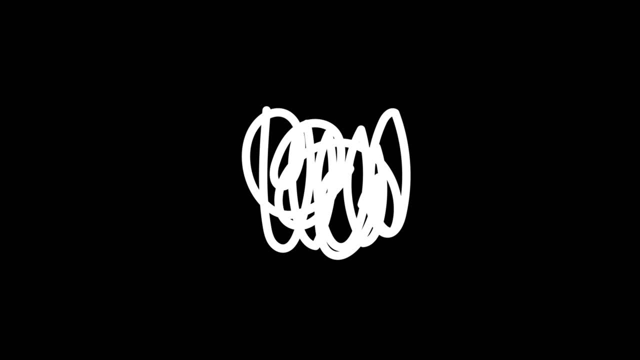 Linee bianche scarabocchiate animate su sfondo nero