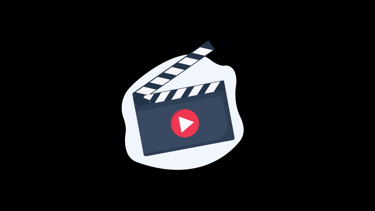 Animated Film Clapperboard Icon on Black Background