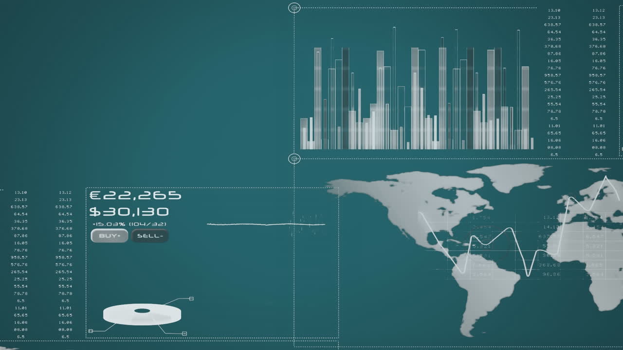 Animation of data processing on blue background