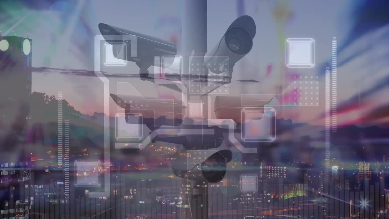 도시 금융 지구에 대한 다양한 데이터의 애니메이션