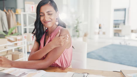 Shoulder-pain,-laptop-and-injury-with-Indian-woman