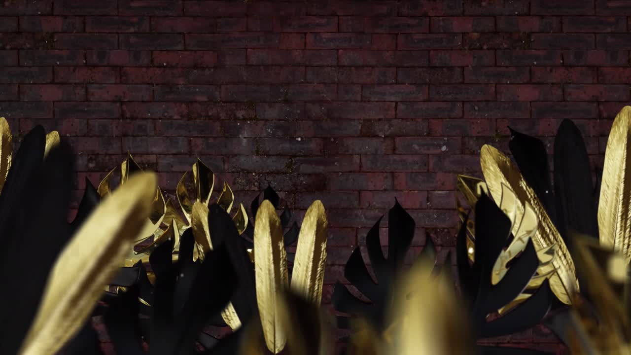 animación del espacio de copia sobre hojas en fondo de ladrillo