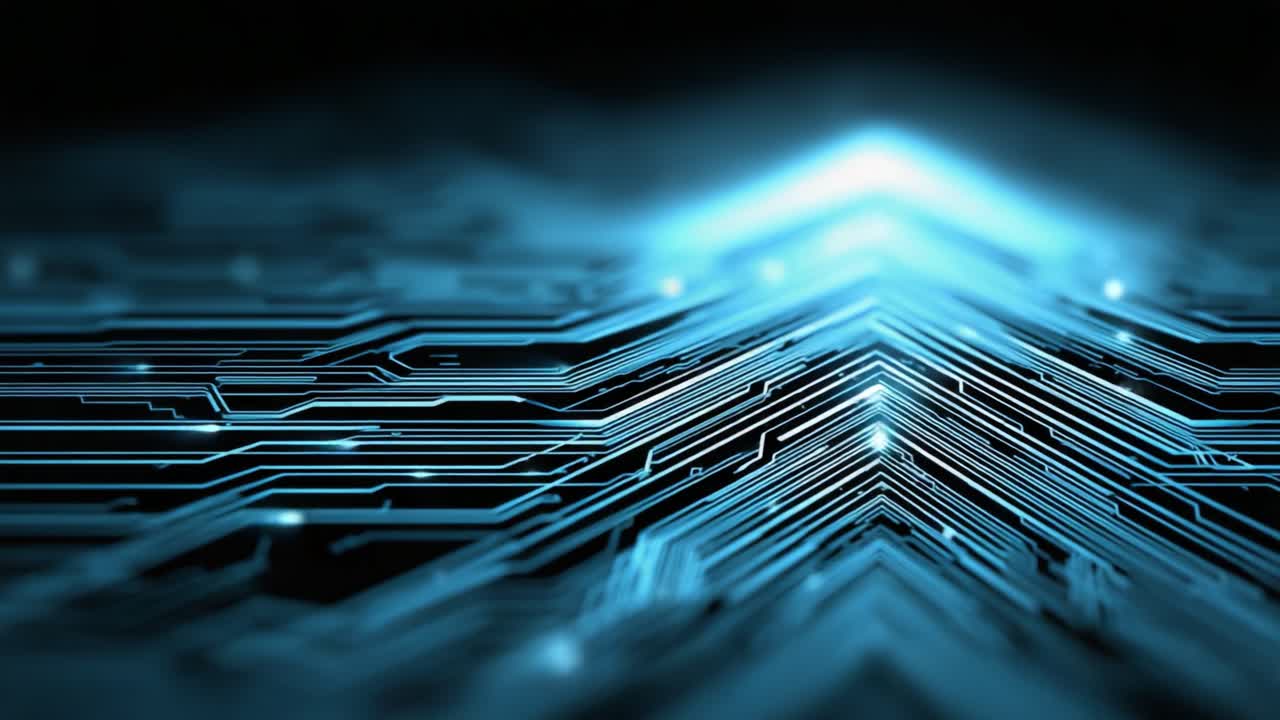 A Dynamic Visual of Electric Circuitry and Blue Light Paths Creating an Abstract Futuristic Background Illustrating Technology Connectivity and Flow