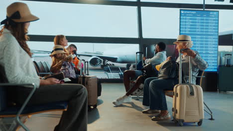 people waiting at airport terminal