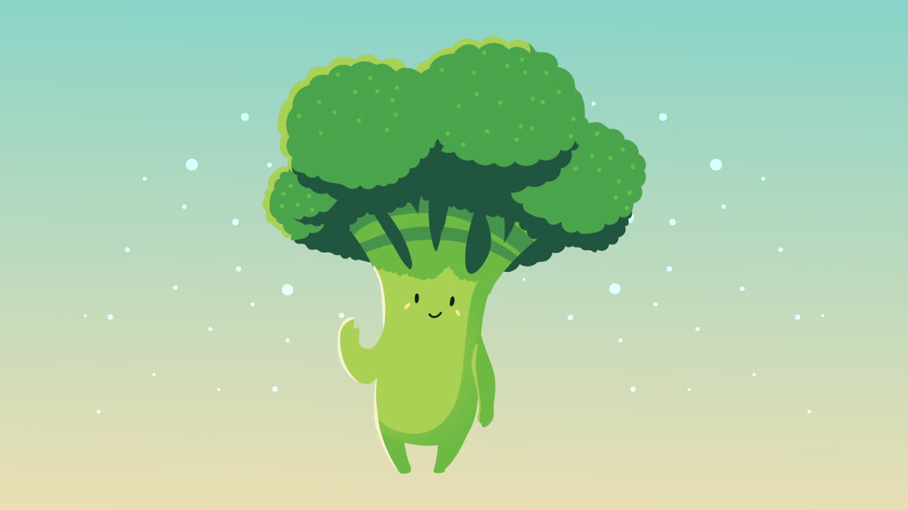 personagem vegetal brócolis fresco