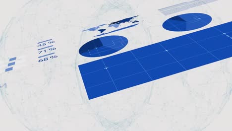 Animation of infographic interface over globe against abstract background