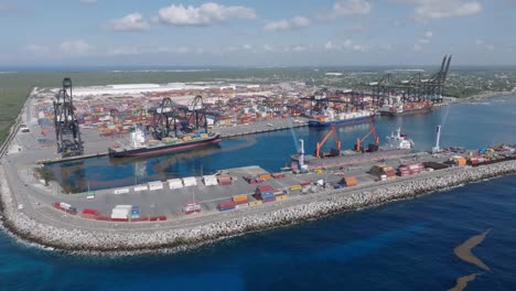 aerial shot of caucedo port in boca chica, dominican republic