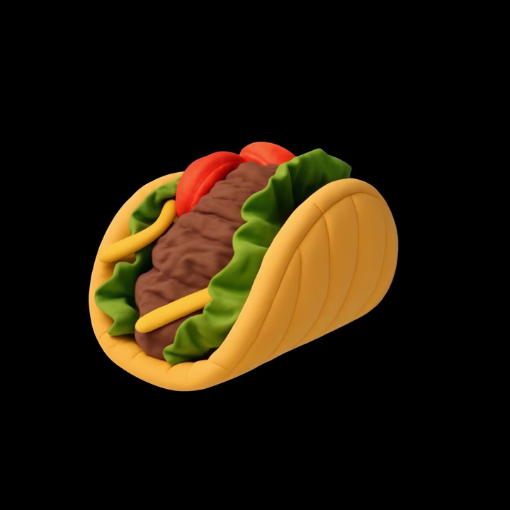 3D-animation af en taco der forvandles til en burrito