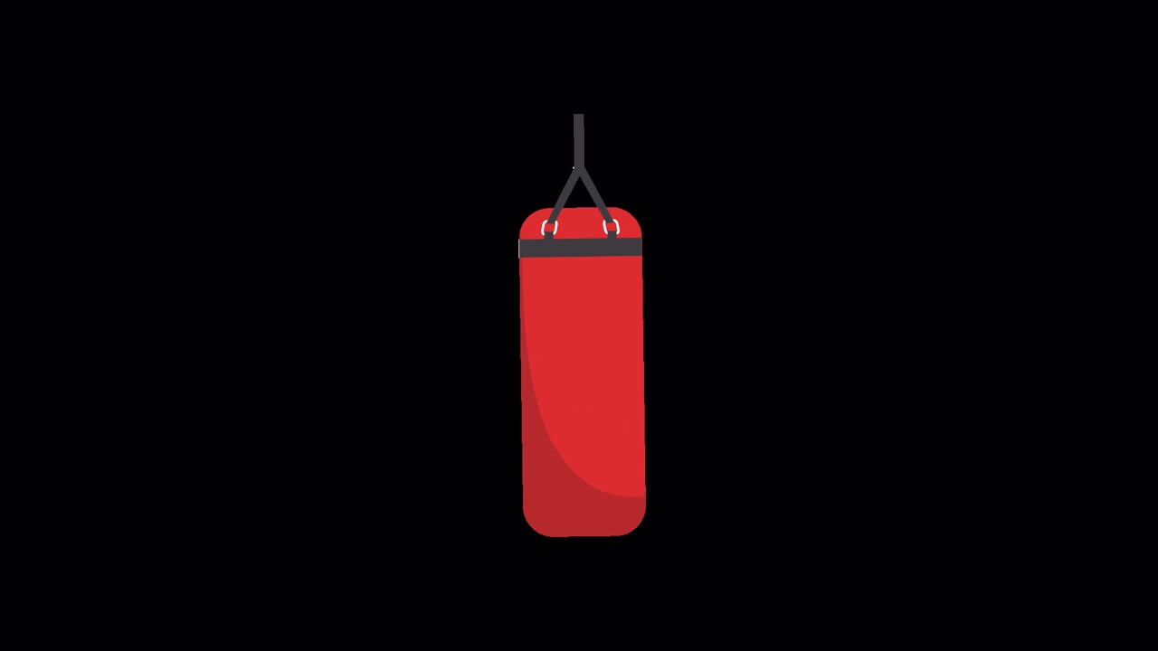 Sacco da boxe rosso animato che appare e scompare