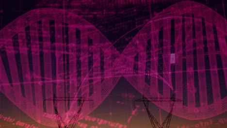 processing scientific data, dna strand intertwines with binary coding in animation