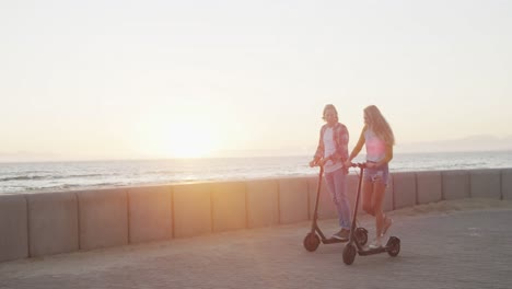 caucasian couple enjoying their time seaside