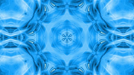 animación en bucle 3d, un fondo abstracto con cintas azules girando y formando estrellas o copos de nieve como con un efecto caleidoscópico.