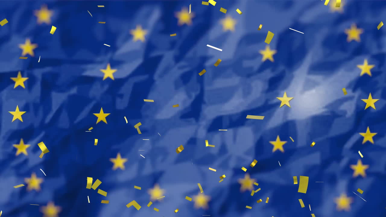 Animazione di coriandoli su bandiera dell'UE