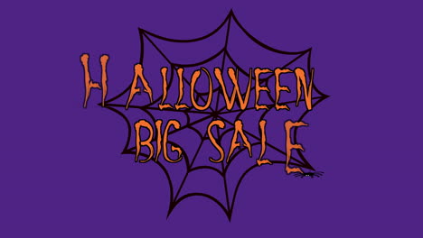 gran venta de halloween con arañas y red en la noche