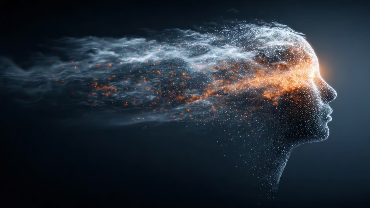 Una rappresentazione affascinante della forma e dell'energia astratta umana, che cattura l'essenza dei pensieri e delle emozioni in un'esclusiva rappresentazione visiva di movimento e luce