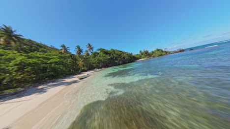 Fpv-Shot-Of-Playa-Ermitaño-In-Samana,-Dominican-Republic