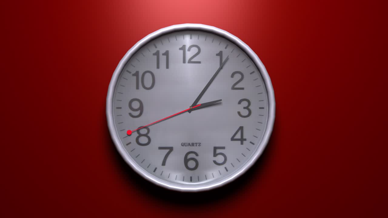 reloj, animación 3d aislado animado, reloj de 12 horas