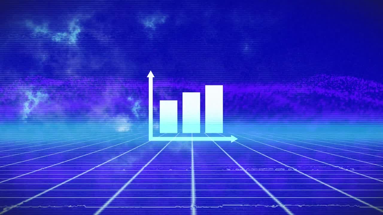 animación de interferencia y gráfico sobre fondo azul