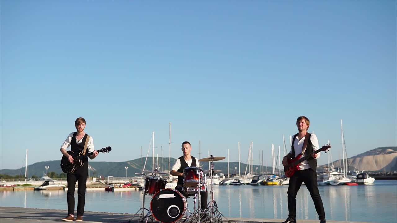 Band Performing at a Waterfront Venue