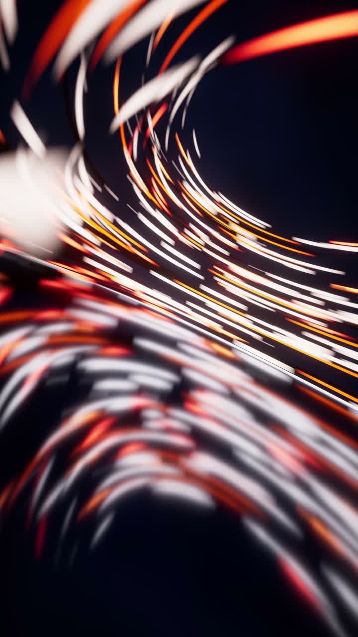 líneas iluminadas redondas brillantes con borrón de movimiento, renderización 3d.