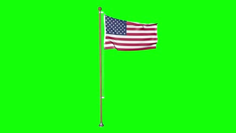 Green-screen-USA-United-States-flag-with-flagpole