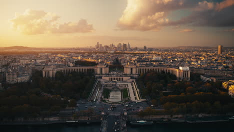 paris skyline at sunset from above