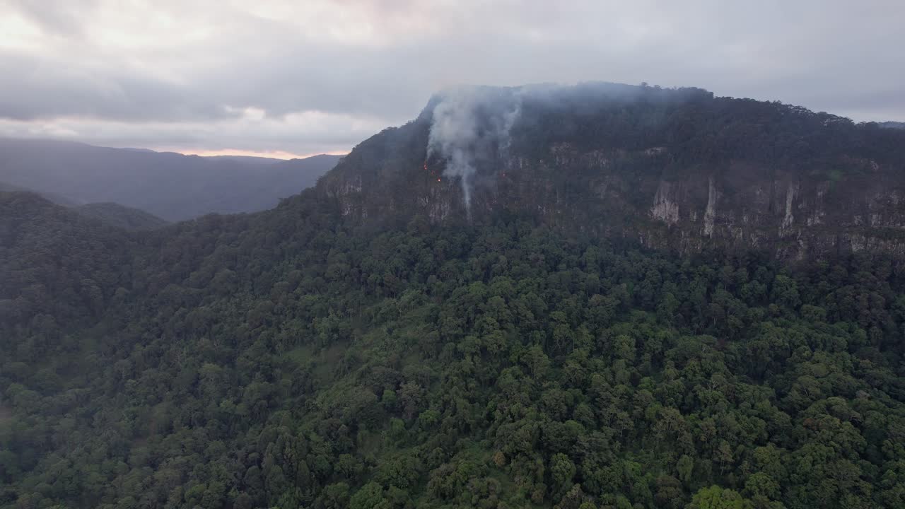 오스트레일리아 즐랜드 주 커럼빈 리 (currumbin valley) 에서 발생한 황폐한 산불로 인해 공중에 이 아오르고 있다.