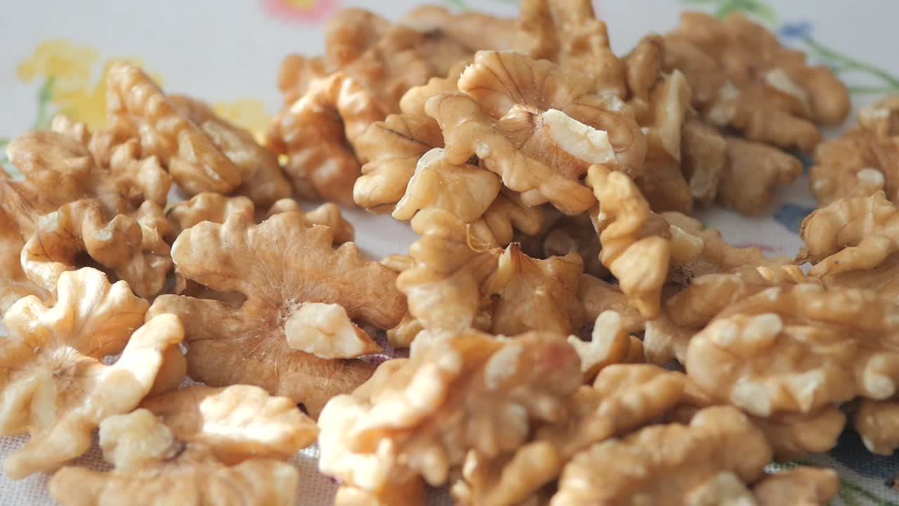 Walnuts on a tablecloth