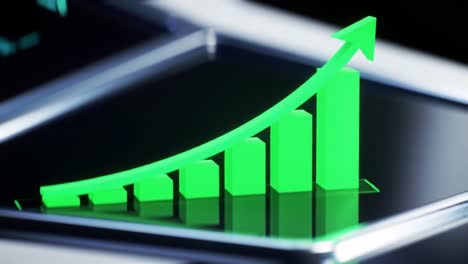 visual representation of business growth: an eye-catching 3d graph with ascending bars and an arrow signifying progress and success in financial performance