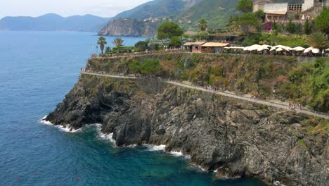 aerial 4k footage of manarola, cinque terre in italy