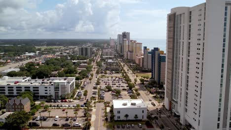 Hoteles-De-Gran-Altura-En-Myrtle-Beach-SC,-Carolina-Del-Sur-A-Lo-Largo-De-La-Playa