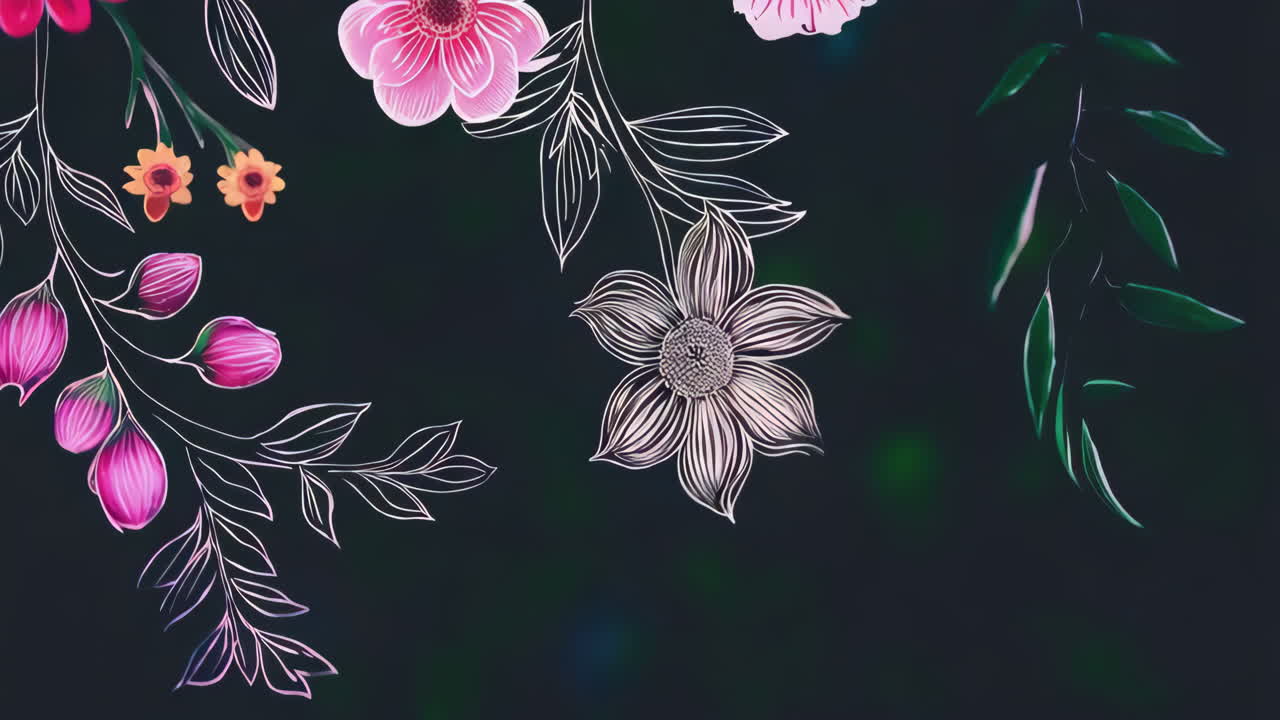 Elegant Floral Illustration on Dark Background