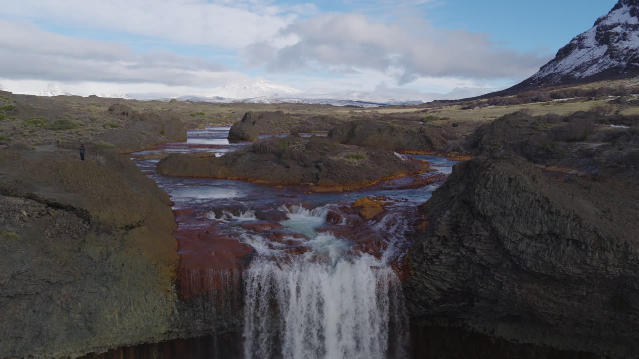 Smooth pedestal shot follows the flow of Agrio Waterfall in Caviahue, capturing its natural beauty