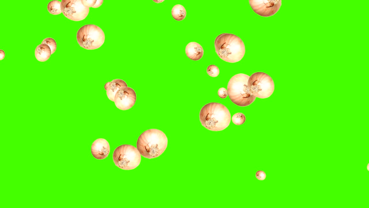 채소가 떨어지는 애니메이션 크로마 키 요소 루프, 양파