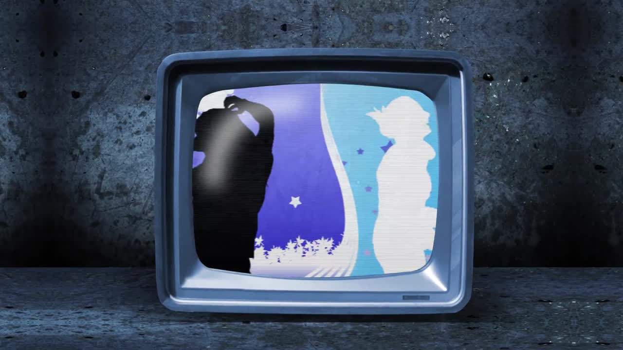 텔레비전 스크린에서 춤을 추는 사람들